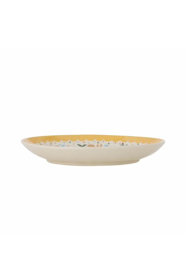Bloomingville Mini Celebrate-tallrik, gul, stengods D16xH3 cm