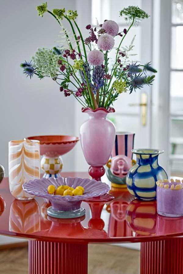Bloomingville Frills Vas, Ros, Glas D14xH34 cm
