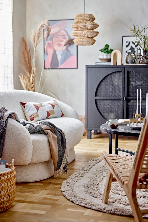 Bloomingville, Ted Soffa, Vit, Polyester L160xH74xB84 cm