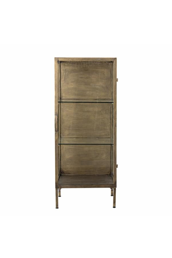 Bloomingville Saone-skåp, mässing, härdat glas L45xH110xB40 cm