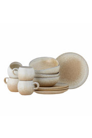 Bloomingville Paula Frukostset, Natur, Stengods C:D9xH8/B:D16xH6/P:D20xH1,5 cm, Set om 12