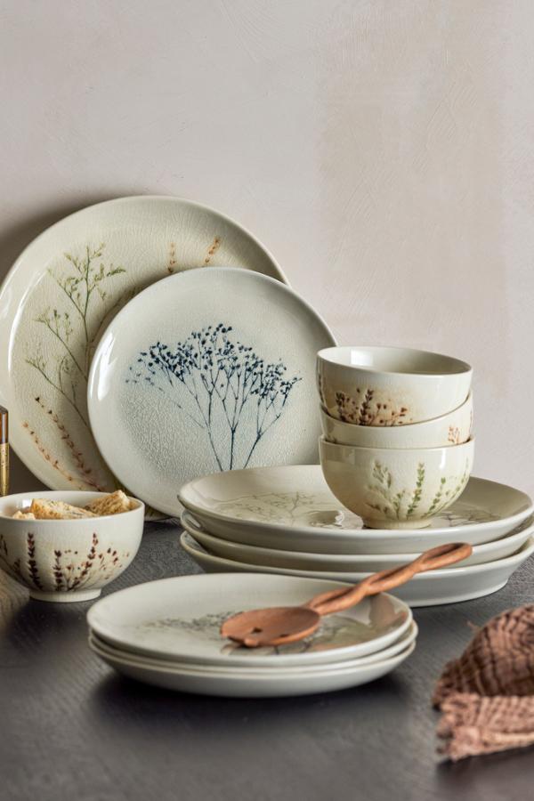 Bloomingville Bea Servisset, Natur, Stengods B:D11,5xH6,5/P:D21xH2/P:D27,5xH3, Set om 12