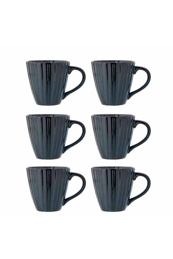 Bloomingville Latinakopp, Multipack, Blå, Stengods D8,5xH8,5 cm, Set om 6