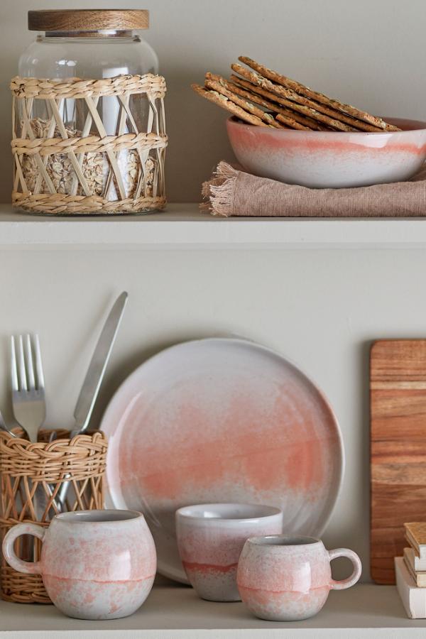 Bloomingville Paula Frukostset, Orange, Stengods C:D9xH8/B:D16xH6/P:D20xH1,5 cm, Set om 12