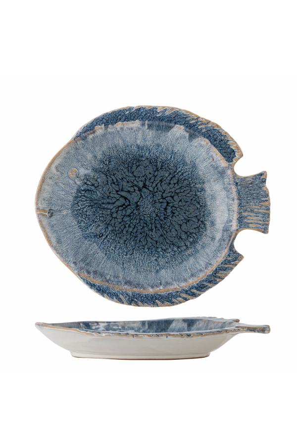 Creative Collektion Fae Serveringsfat, Blå, Stengods L35,35xH4,5xB30,5 cm