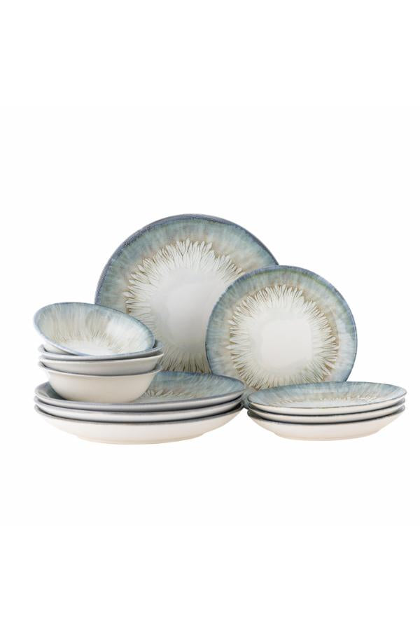 Bloomingville Calen porslinsset, blått, stengods B:D17xH5/P:D22xH3/P:D27xH4 cm, Set om 12