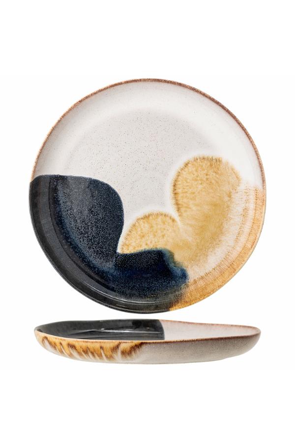 Bloomingville Jules serveringsfat, blå, stengods D35xH4 cm, 2-pack