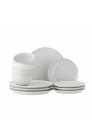 Bloomingville Addison porslinsset, vit, stengods B:D13xH7/P:D20xH2/P:D26,5x2,5 cm, Set om 12