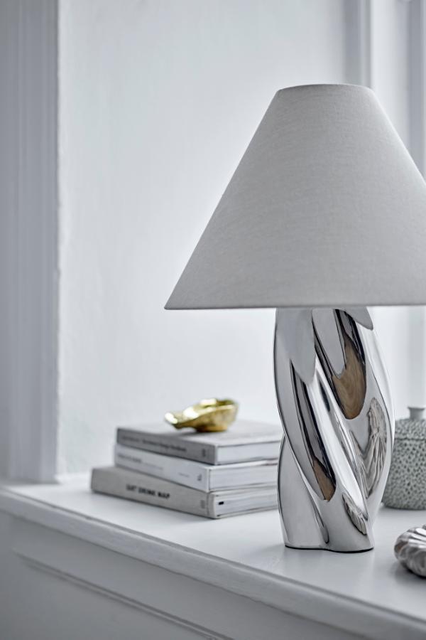 Bloomingville Silva Bordlampa, Silver, Stengods D35xH49 cm