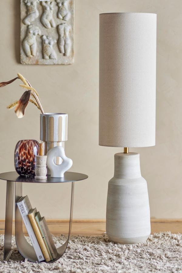 Bloomingville Linetta golvlampa, vit, stengods D28xH113 cm