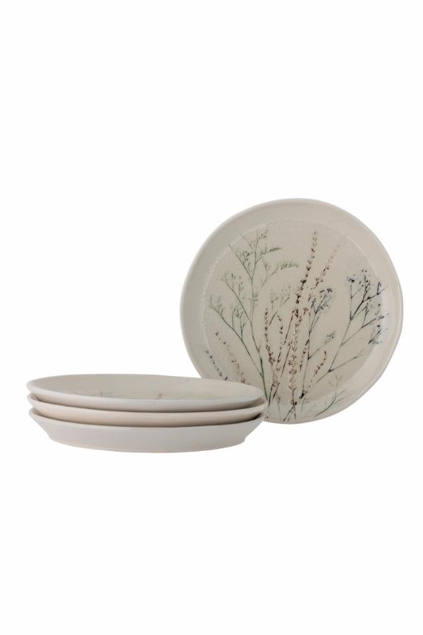 Bloomingville Bea Tallrik, Multipack, Natur, Stengods D27,5xH3 cm, Set om 4