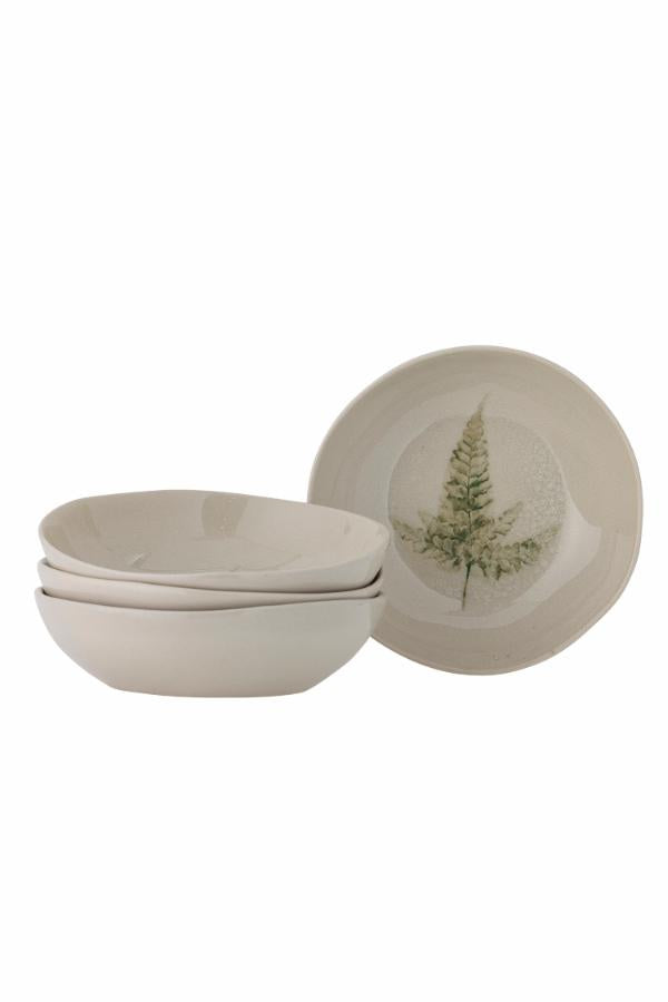 Bloomingville Bea Tallrik Djup, Multipack, Natur, Stengods D21xH6 cm, Set om 4