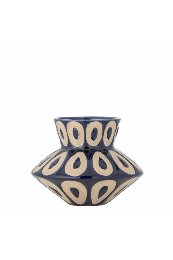 Bloomingville Bashir Vas, Blå, Stengods D16xH12 cm