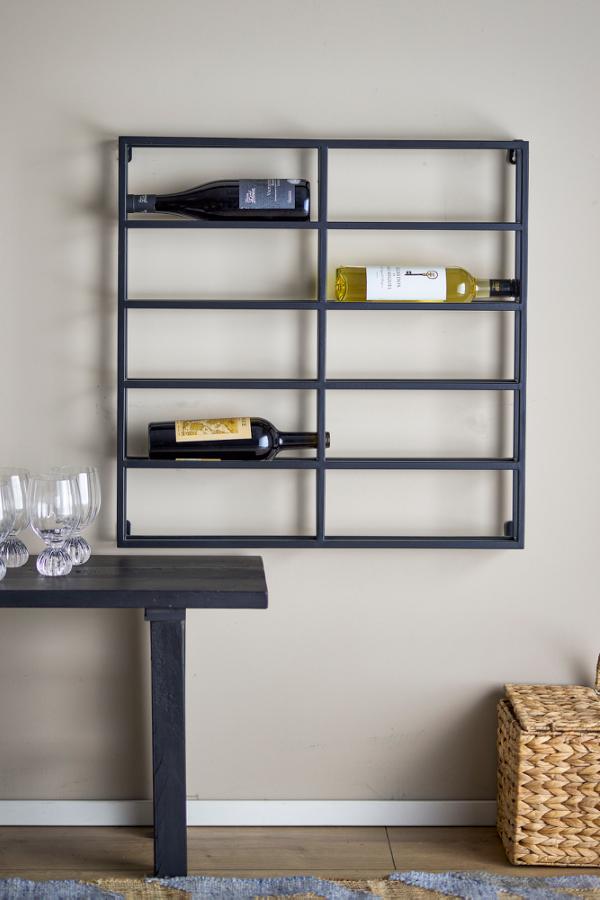 Bloomingville Magne vinställ, svart, metall L67xH67xB10 cm