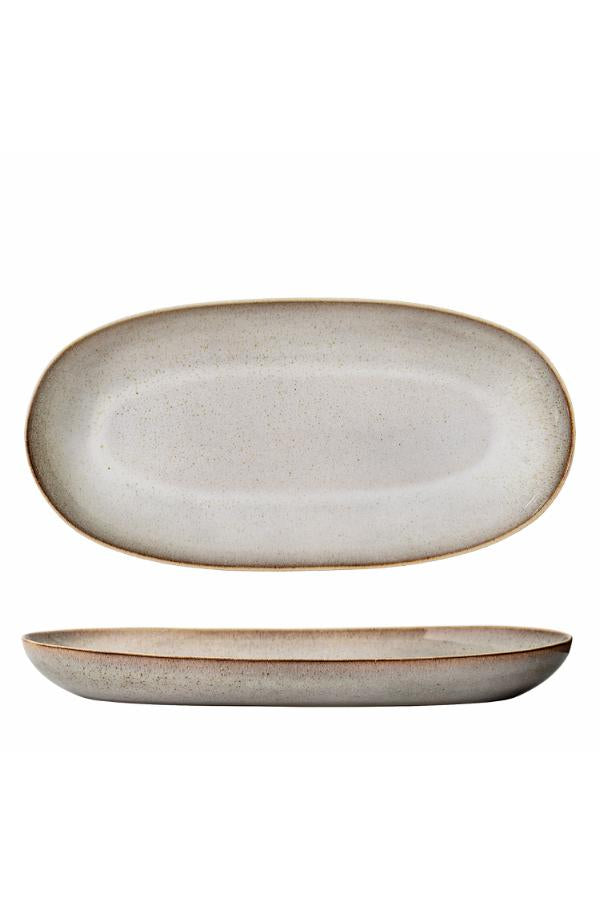 Bloomingville Sandrine Serveringsfat, Natur, Stengods L42xB21 cm, 2-pack