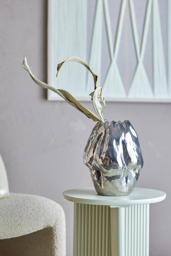 Bloomingville Bobby Vas, Silver, Stengods D23,5xH29 cm
