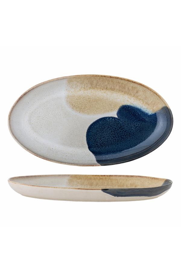 Bloomingville Jules serveringsfat, blå, stengods L33,5xH3,5xB18,5 cm, 2-pack