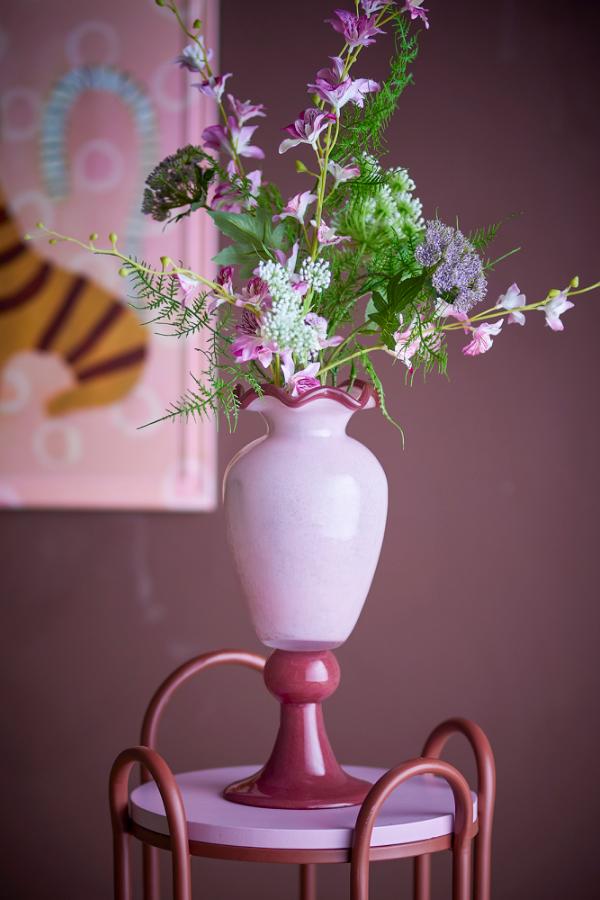 Bloomingville Frills Vas, Ros, Glas D14xH34 cm