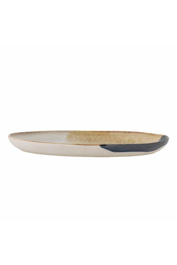 Bloomingville Jules serveringsfat, blå, stengods L33,5xH3,5xB18,5 cm, 2-pack