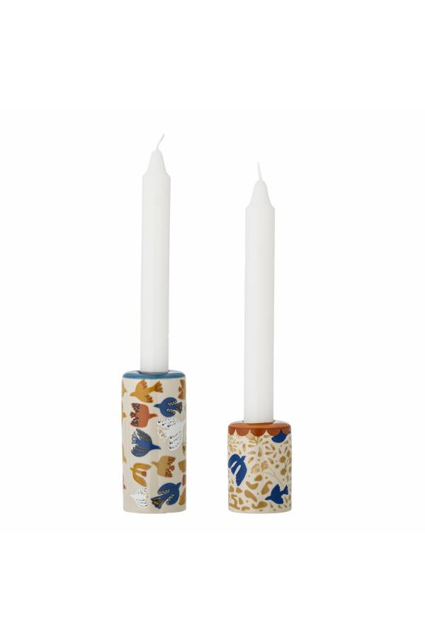 Bloomingville Jubileumsljusstake, Multi, Stengods D5xH7/D5xH10,5 cm, Set om 2