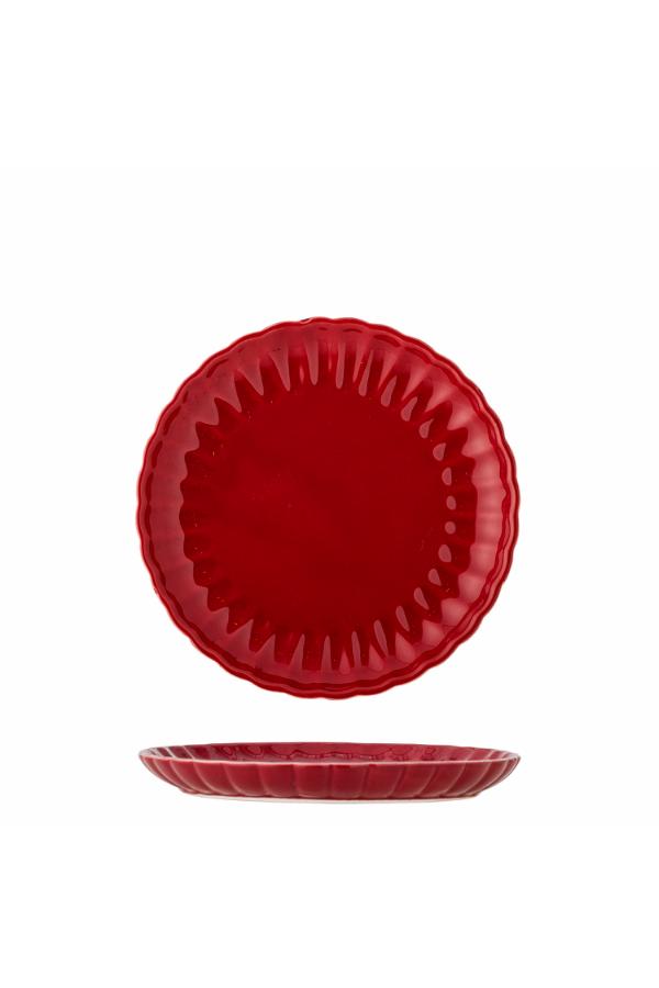 Bloomingville Latina Tallrik, Röd, Stengods D20xH2 cm, 6-pack