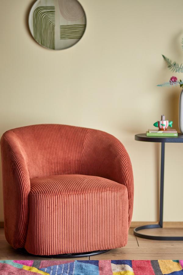 Bloomingville Pradi Lounge Chair, Orange, Polyester L76xH73xB77 cm