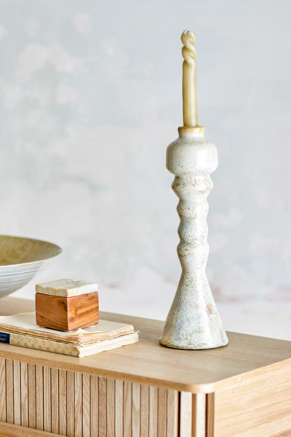 Bloomingville Bancroft ljusstake, vit, terrakotta D10,5xH33 cm