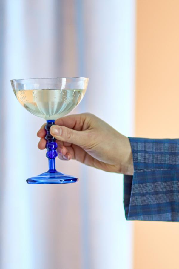 Bloomingville Noemi Cocktailglas, Blått, Glas D11xH14,5 cm, 6-pack