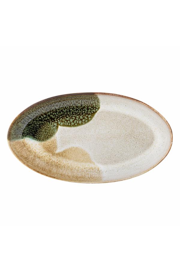 Bloomingville Jules serveringsfat, grön, stengods L33,5xH3,5xB18,5 cm