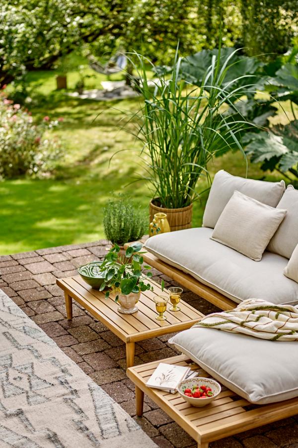 Bloomingville Cesano Loungeset, Nature, FSC ® 100%, Acacia T:L90xH25xB50/S:L149xH70xB65/C:L150xB65, Set om 3