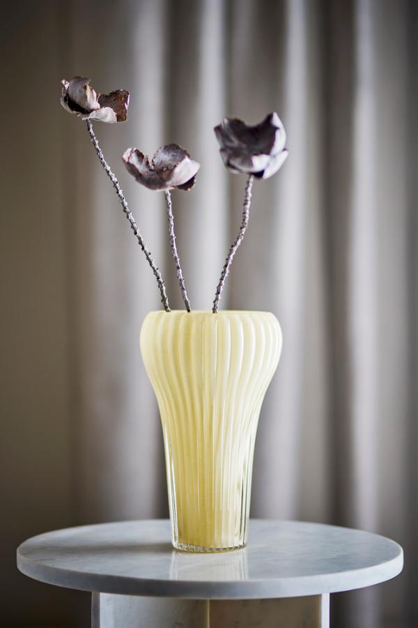 Bloomingville Averie vas, gul, glas D17xH28 cm
