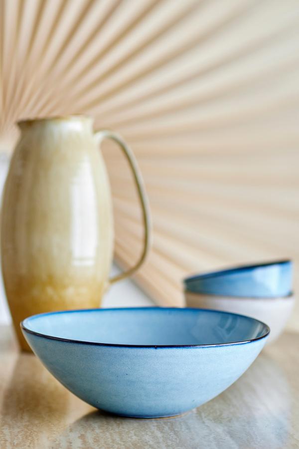 Bloomingville Sandrine Skål, Blå, Stengods D26,5xH9,5 cm, set om 2