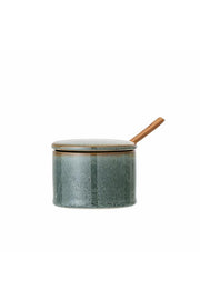Bloomingville Pixie-burk med lock och sked, grön, stengods D7,5xH6 cm
