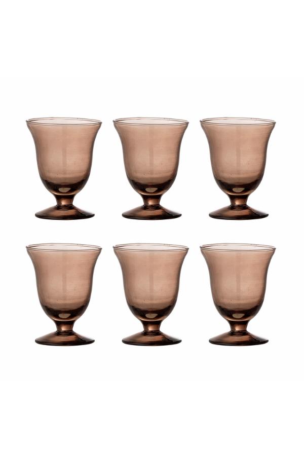 Bloomingville Florentinskt vinglas, flerpack, brunt, återvunnet glas D8xH10 cm, Set om 6