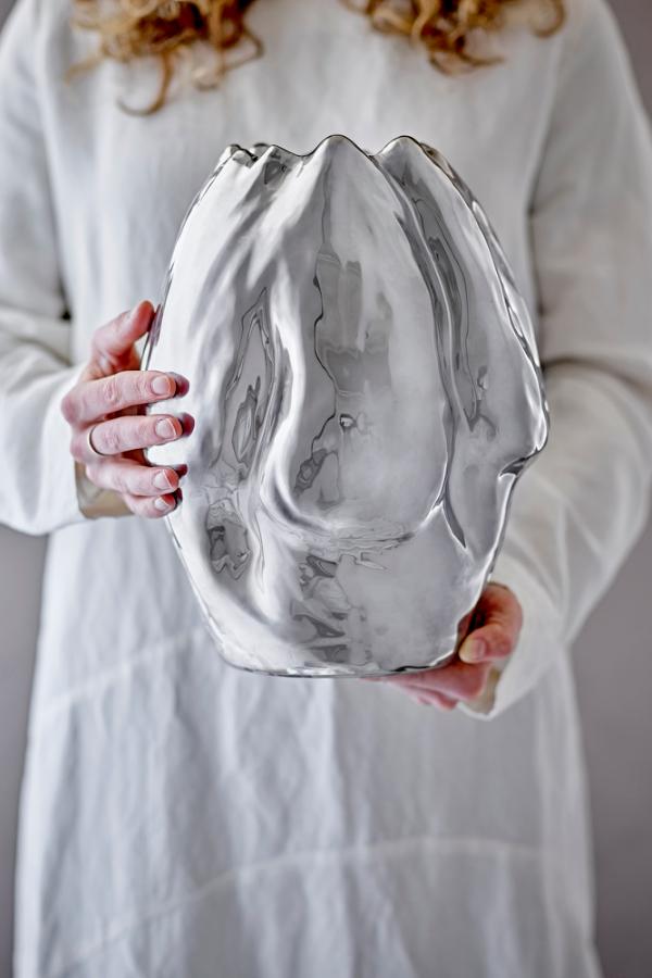 Bloomingville Bobby Vas, Silver, Stengods D23,5xH29 cm