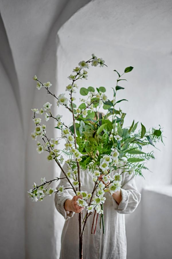 Bloomingville Äppelgren, Vit, Konstgjorda Blommor D35xH153 cm