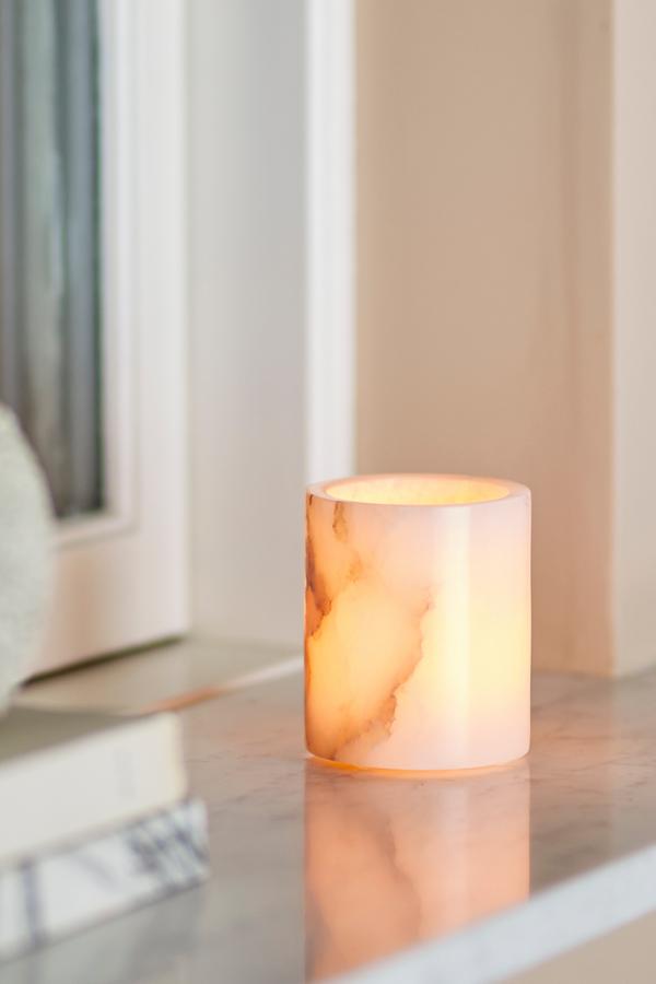 Bloomingville Annebel Votive, Vit, Alabaster D7,5xH9 cm