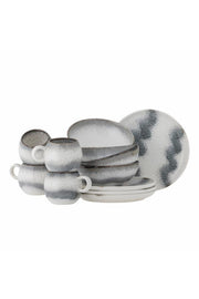 Bloomingville Paula Frukostset, Grå, Stengods C:D9xH8/B:D16xH6/P:D20xH1,5 cm, Set om 12