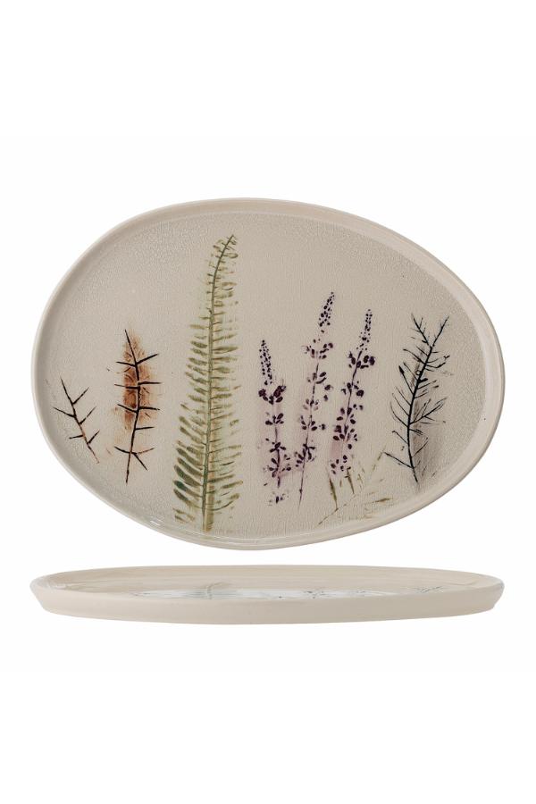 Bloomingville Bea Serveringsfat, Natur, Stengods L34,5xH2xB26 cm, 6-pack