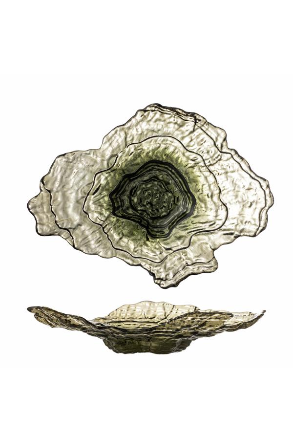 Bloomingville Aiku Skål, Grön, Glas L38xH7xB29 cm