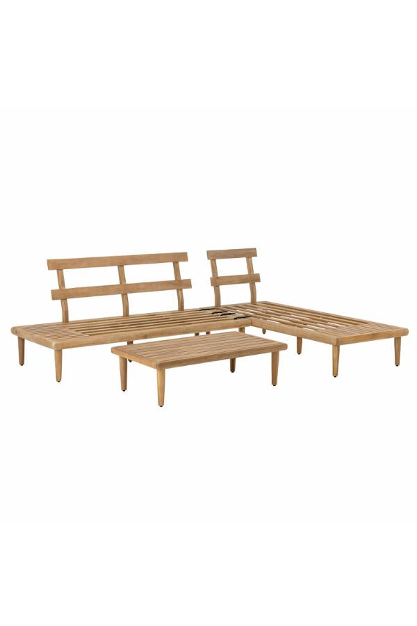 Bloomingville Cesano Loungeset, Nature, FSC ® 100%, Acacia T:L90xH25xB50/S:L149xH70xB65/C:L150xB65, Set om 3