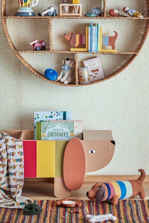 Bloomingville Mini Charlie bokställ, multi, FSC ® 100%, MDF L108xH32xB37 cm