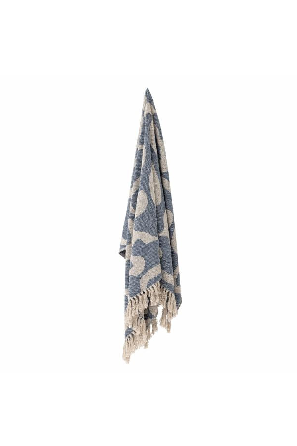 Bloomingville Salobre Pläd, Blå, Återvunnen Bomull L160xB130 cm