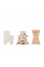 Bloomingville Blanchard Ljusstake, Natur, Stengods L7xH7xB5/L6xH7,5xB4,5/L5xH8xB4,5 cm, Set om 3