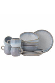 Bloomingville Paula Frukostset, Blå, Stengods C:D9xH8/B:D16xH6/P:D20xH1,5 cm, Set om 12