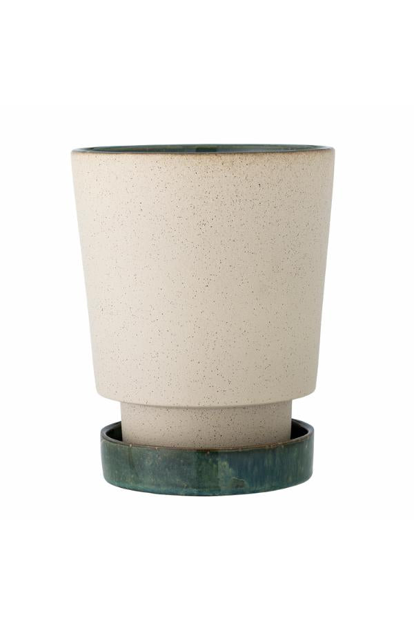 Bloomingville Idril Blomkruka med fat, Natur, Stengods D19xH25,5 cm