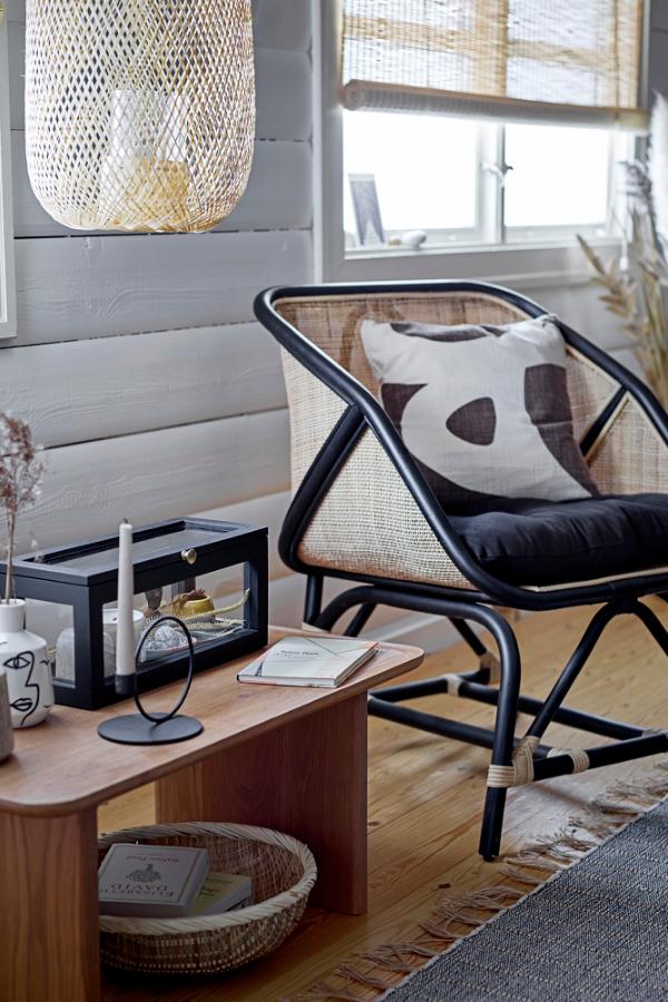 Bloomingville Loue Loungefåtölj, Svart, Rotting L65xH80xB71 cm