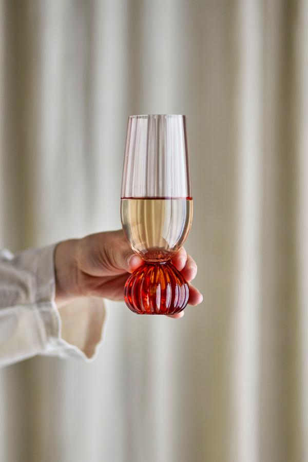 Bloomingville Taurin Champagneglas, Rosé, Glas D6xH17 cm, 6-pack