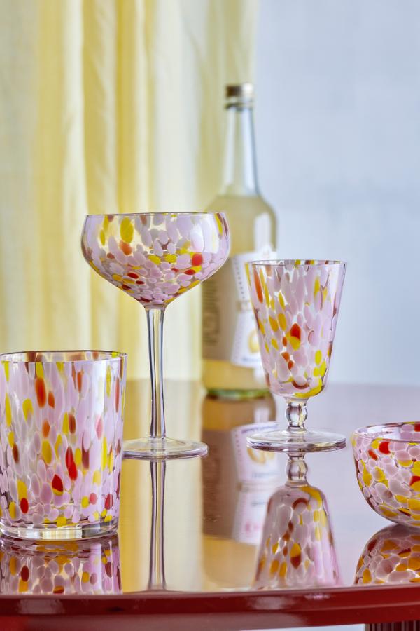 Bloomingville Lilya Cocktailglas, Ros, Glas D12xH18 cm, 4-pack