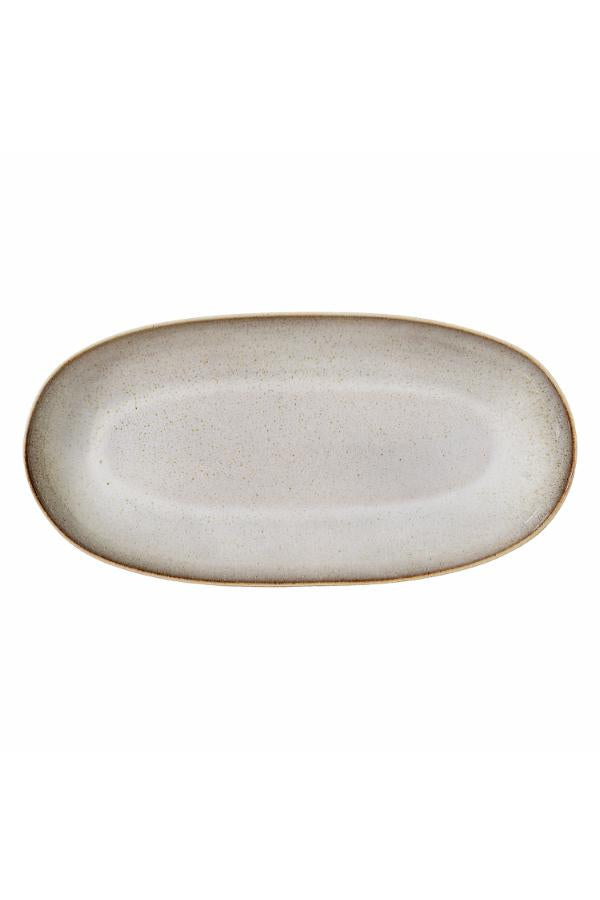 Bloomingville Sandrine Serveringsfat, Natur, Stengods L42xB21 cm, 2-pack